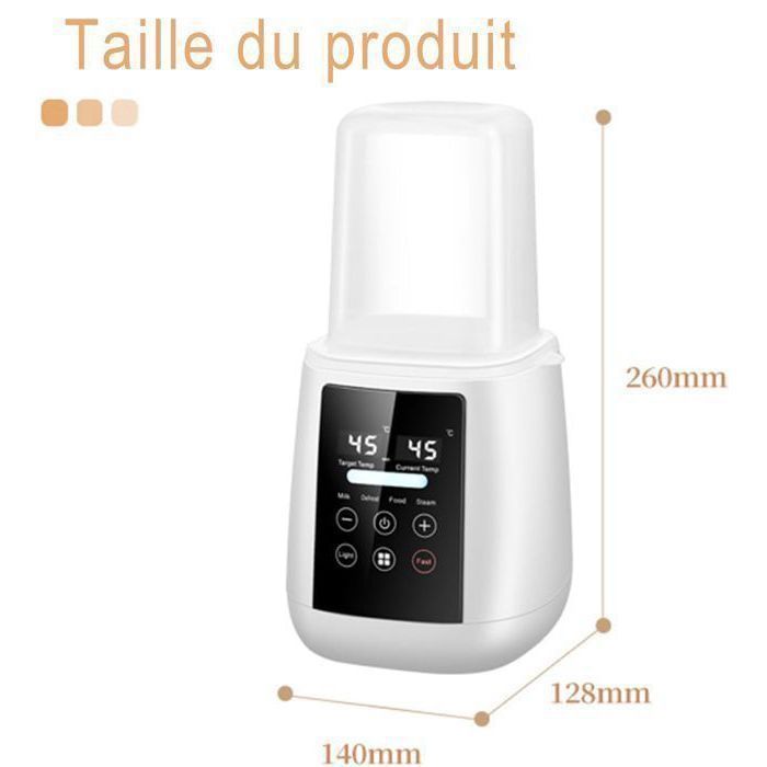Chauffe Biberon, Stérilisateur Biberon 6 en 1avec Minuterie Numérique Contrôle intelligent de la Température et Arrêt Automatique