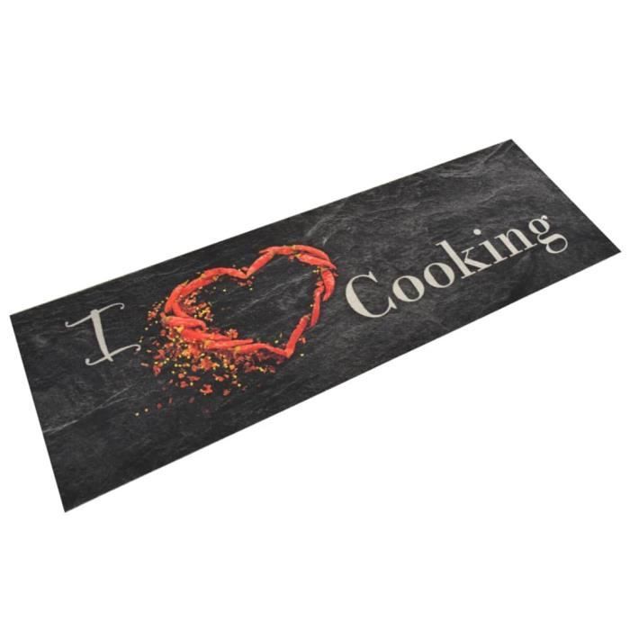 Alfombrilla de cocina lavable vidaXL, estampado de cocina negro, 60x180 cm, 136550