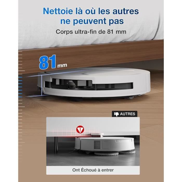 ECOVACS T50 OMNI White Gen2 - Aspirateur Robot avec Station - 21000Pa - Brosse latérale et serpillière Extensibles - ZeroTangle 2.0
