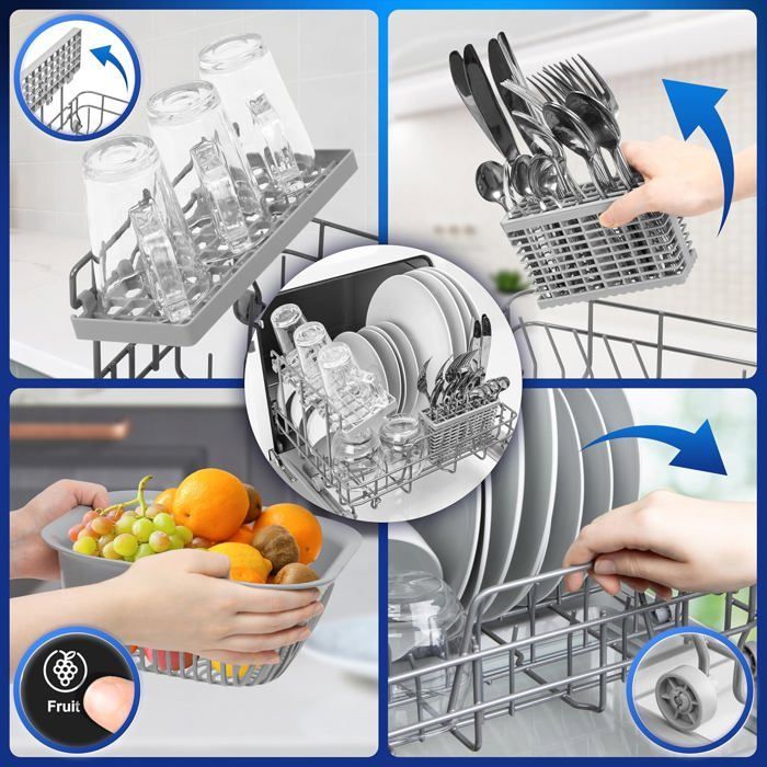 Lavastoviglie da tavolo Duronic DW5 BK da 950 W, compatta e portatile, ideale per cucine di piccole dimensioni, con 7 programmi.