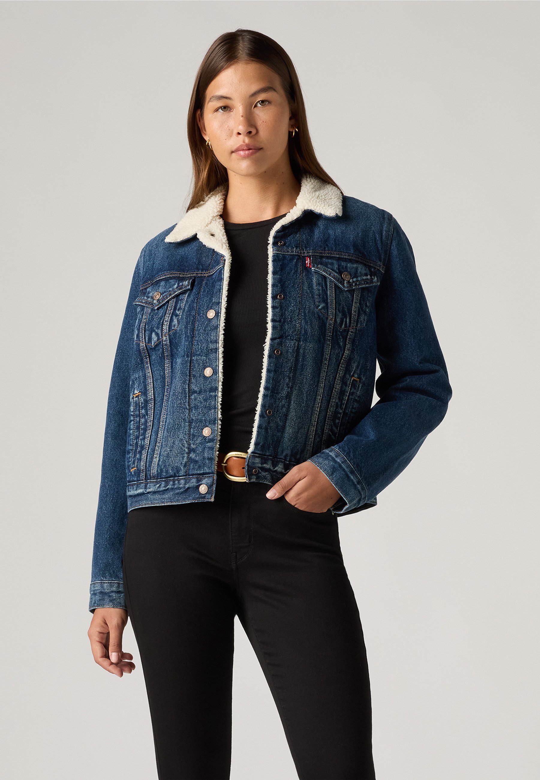 Levi's® ORIGINAL SHERPA TRUCKER - Džínová bunda - Modrá