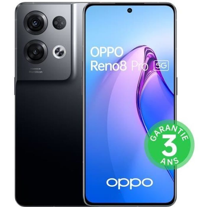 Smartphone OPPO Reno8 Pro de 256 GB, 5G, color negro hielo - Doble SIM - Lector de huellas dactilares