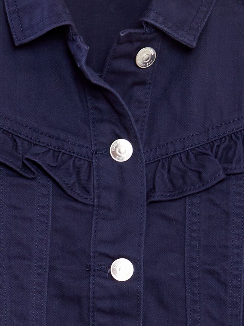 Jaqueta jeans com babados - PRETA