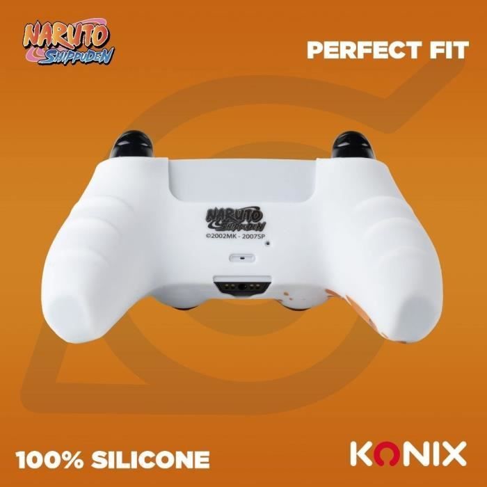 Funda protectora - KONIX - Para mando DualSense de PS5 - Silicona - Reposapulgares - Diseño de Konoha y Naruto - Blanco