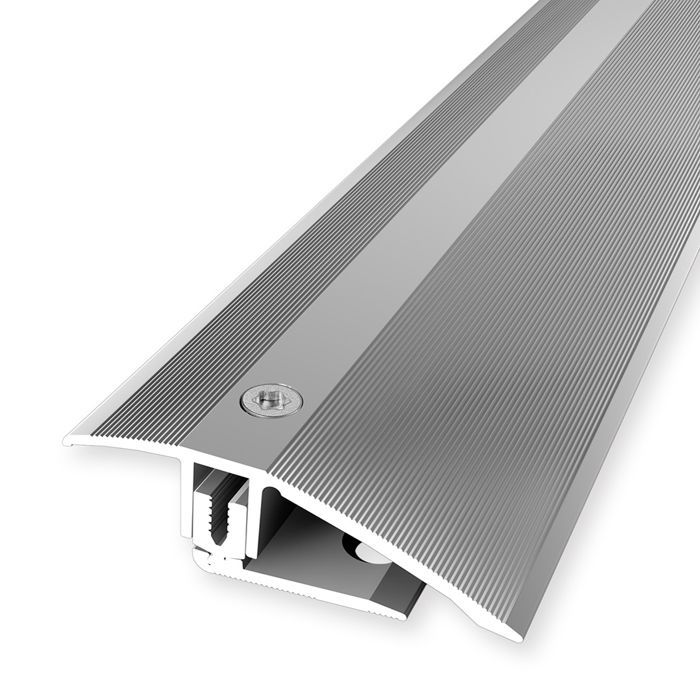 Flexible leveling profile for parquet flooring, 51 mm wide, 7-23 mm difference in height, silver, 1000 mm long