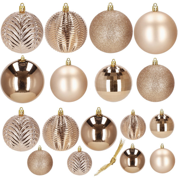 Bombki choinkowe 33 szt. zawieszki 8/6/4cm rose gold