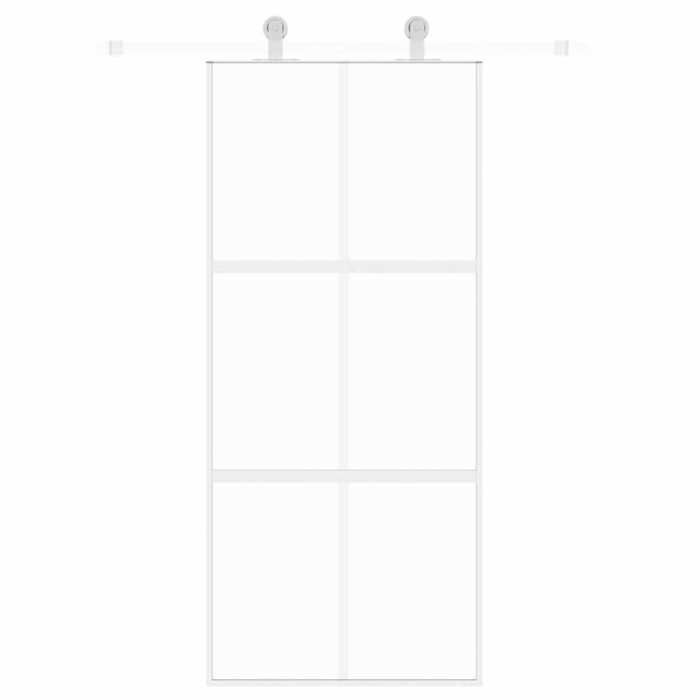Puerta corredera vidaXL blanca de 90x205 cm con cristal templado y aluminio (155217)