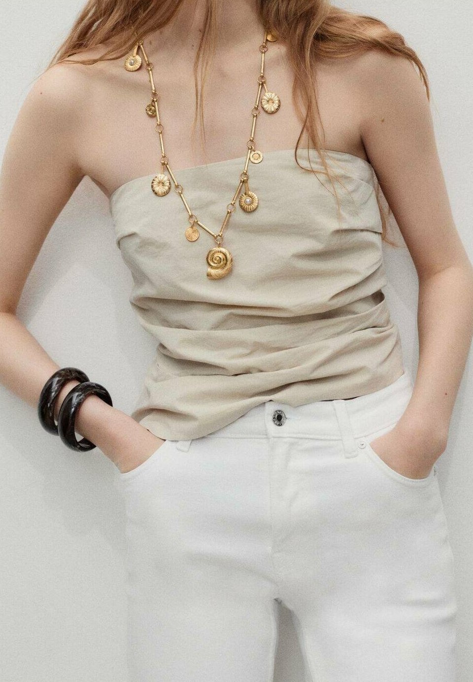 Mango FLARE CROP - Jeansy dzwony - białe