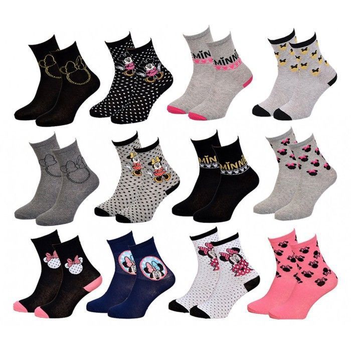 Calzini da bambina con licenza ufficiale - Confezione a sorpresa da 12 paia - Minnie Mouse