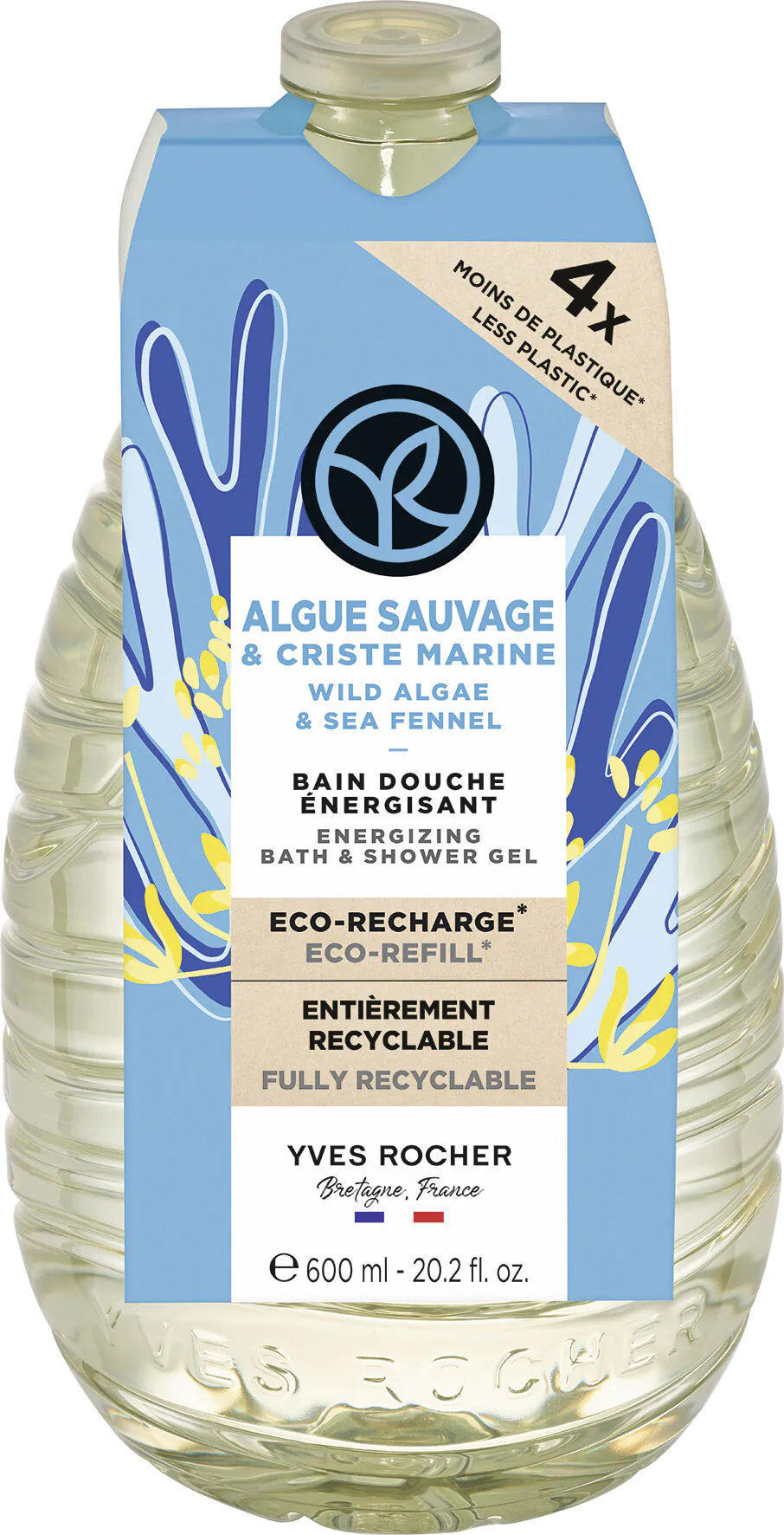 Yves Rocher Dzika alga & Koper Morski Żel pod prysznic i do kąpieli - refill, 600 ml