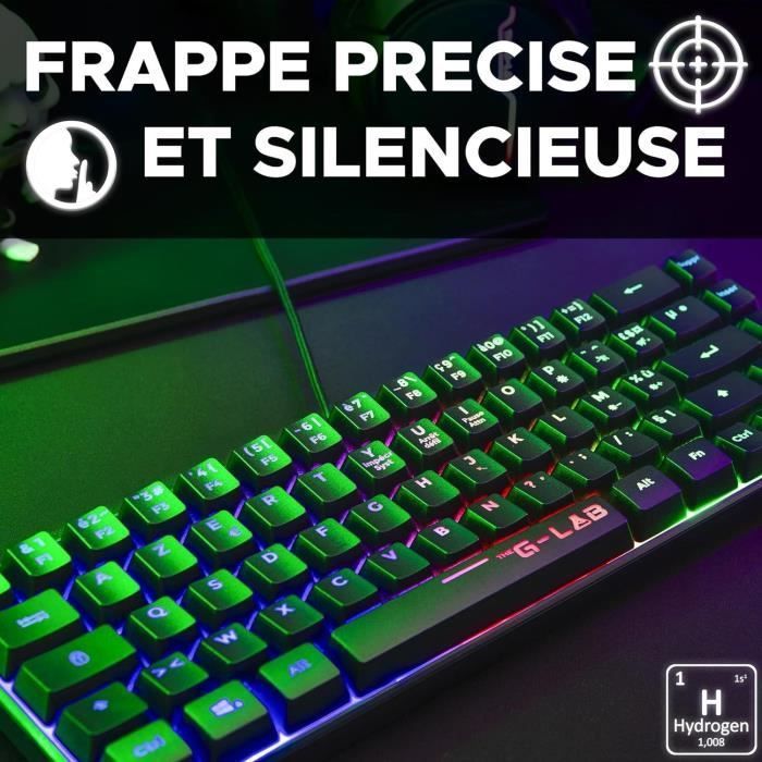 Teclado Gamer - The G-Lab - KEYZ HYDROGEN - Tamanho Compacto 60% - Retroiluminado - Com Fio - Preto