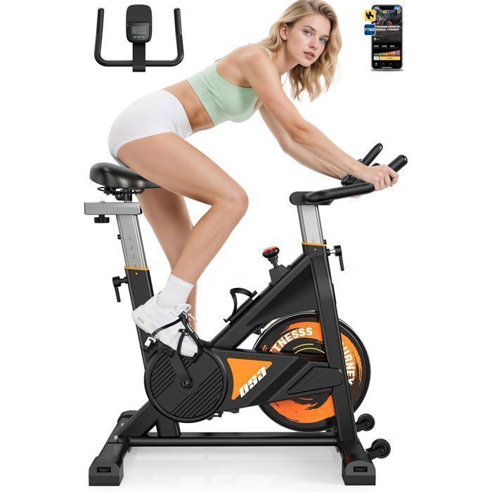 METTLEMATIC Magnetische Hometrainer - Bluetooth-verbinding - 100 Weerstandsniveaus - Vliegwiel van 15 kg - Frame van 160 kg