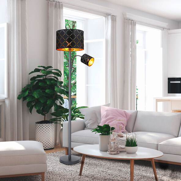 vloerlamp zwart-goud