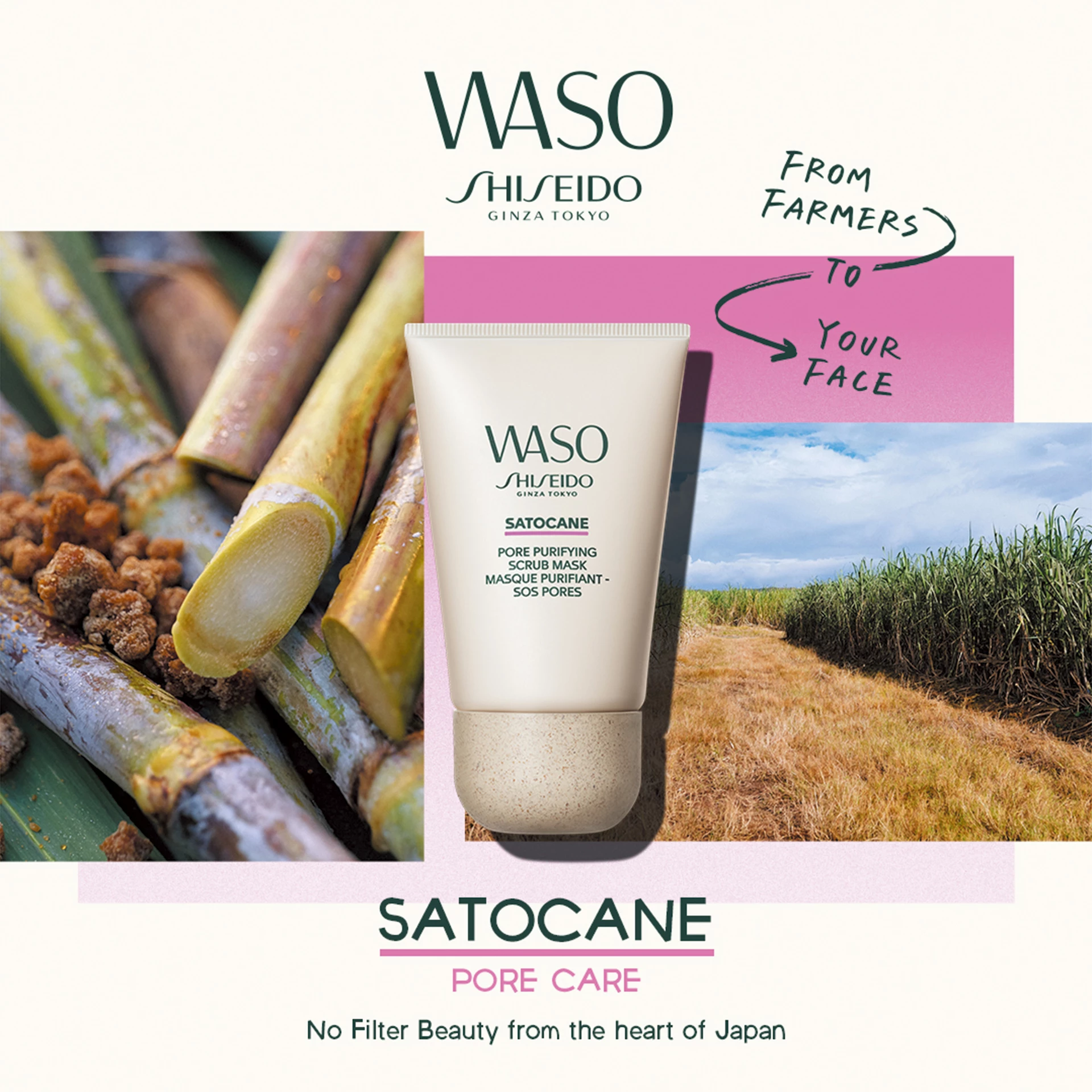 Mască exfoliantă purificatoare pentru pori WASO Satocane 50 ml - Shiseido
