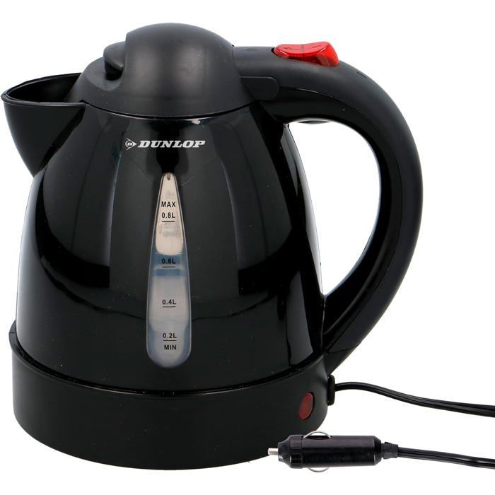 Hervidor eléctrico de viaje TRAHOO - 0,8 L - 24 V - Enchufe para encendedor de cigarrillos - Protección térmica - Apagado automático