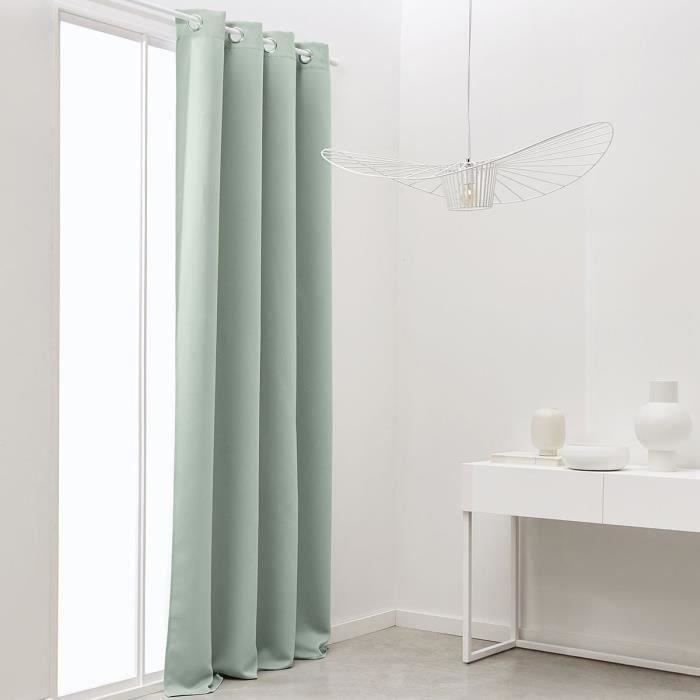 Cortina opaca TODAY con ojales, color verde liso, 140x240 cm
