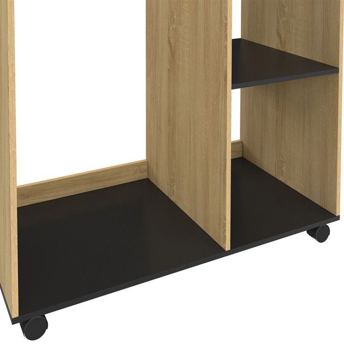 IDMARKET Dressing penderie RACHEL 80 x 40 x 120 cm à roulettes hêtre et noir