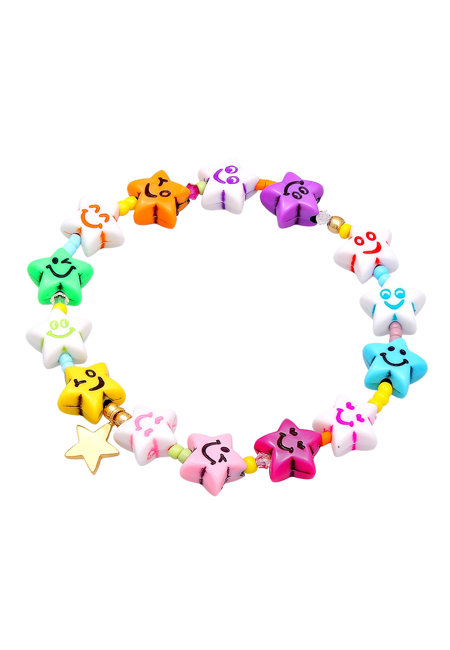Elli Femmes avec Smiling face Étoile multicolore en nylon avec cristal de verre en argent sterling 925 plaqué or