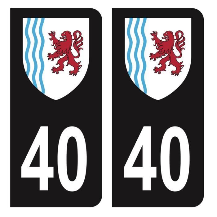 Kfz-Kennzeichenaufkleber für das Département Landes (40), Logo der Region Nouvelle-Aquitaine, schwarz