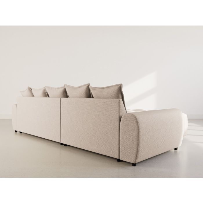 Adelaide - Sofá esquinero reversible de 4 plazas con otomana en tela texturizada - Beige