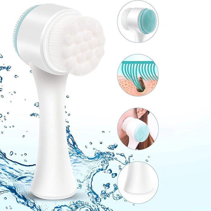 Set mit 2 manuellen Gesichtsreinigungsbürsten, 2-in-1-Reinigungsbürste, doppelseitige Silikon-Peelingbürste