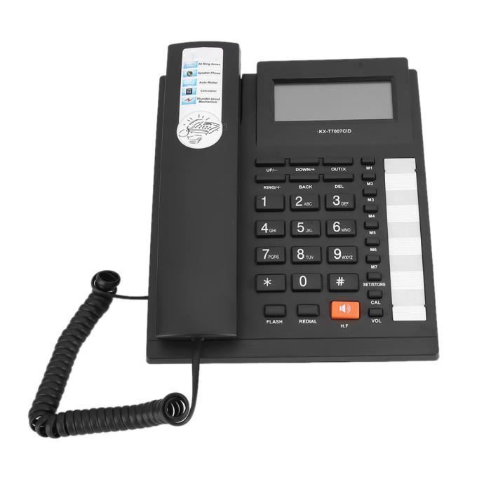KX T7007 kablet telefon, dobbelt interface, nummervisning, store knapper, aftagelig telefon, etiket