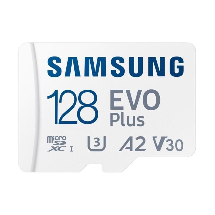 schede di memoria Micro SD SDXC Samsung Evo Plus da 128 GB, SDXC U3 Classe 10 A2, 130 MB/s, con adattatore