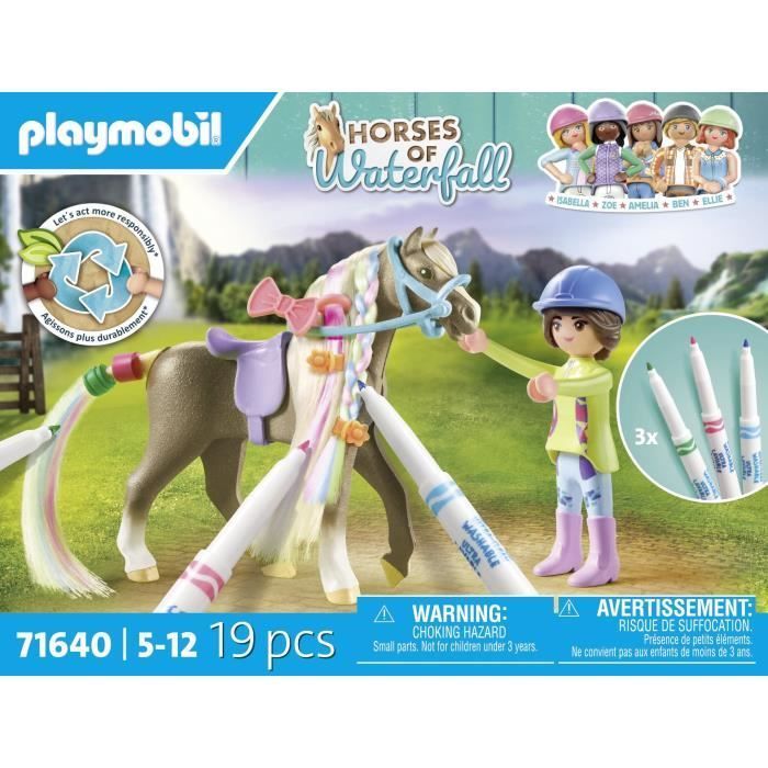 PLAYMOBIL 71640 Horsewoman with coloring horse mane, Horses of Waterfall, 19 pieces, Ages 5+