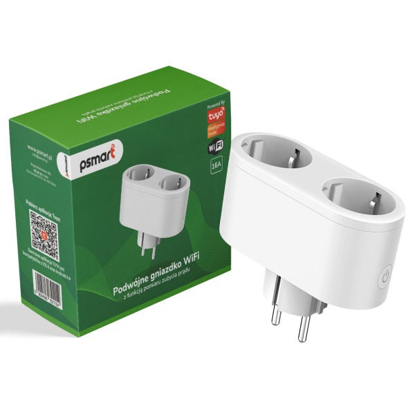 Psmart Inteligentne Podwójne Gniazdko 2X Pomiar Zużycia Wifi Tuya