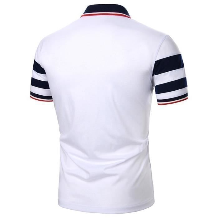 Polo para hombre, polo ligero informal de 3 botones con cuello, manga corta, corte ajustado para golf y tenis - Blanco