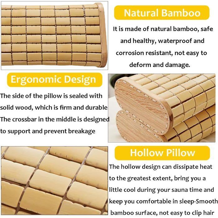 Cojín reposacabezas de bambú para sauna: accesorio de relajación para el hogar, el gimnasio y el spa.