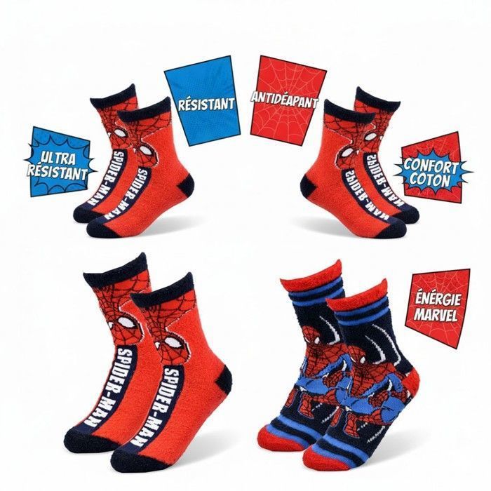 Pack de Chaussettes Antidérapantes Enfant MARVEL SPIDER-MAN (Lot de 4) 1147X4ABS