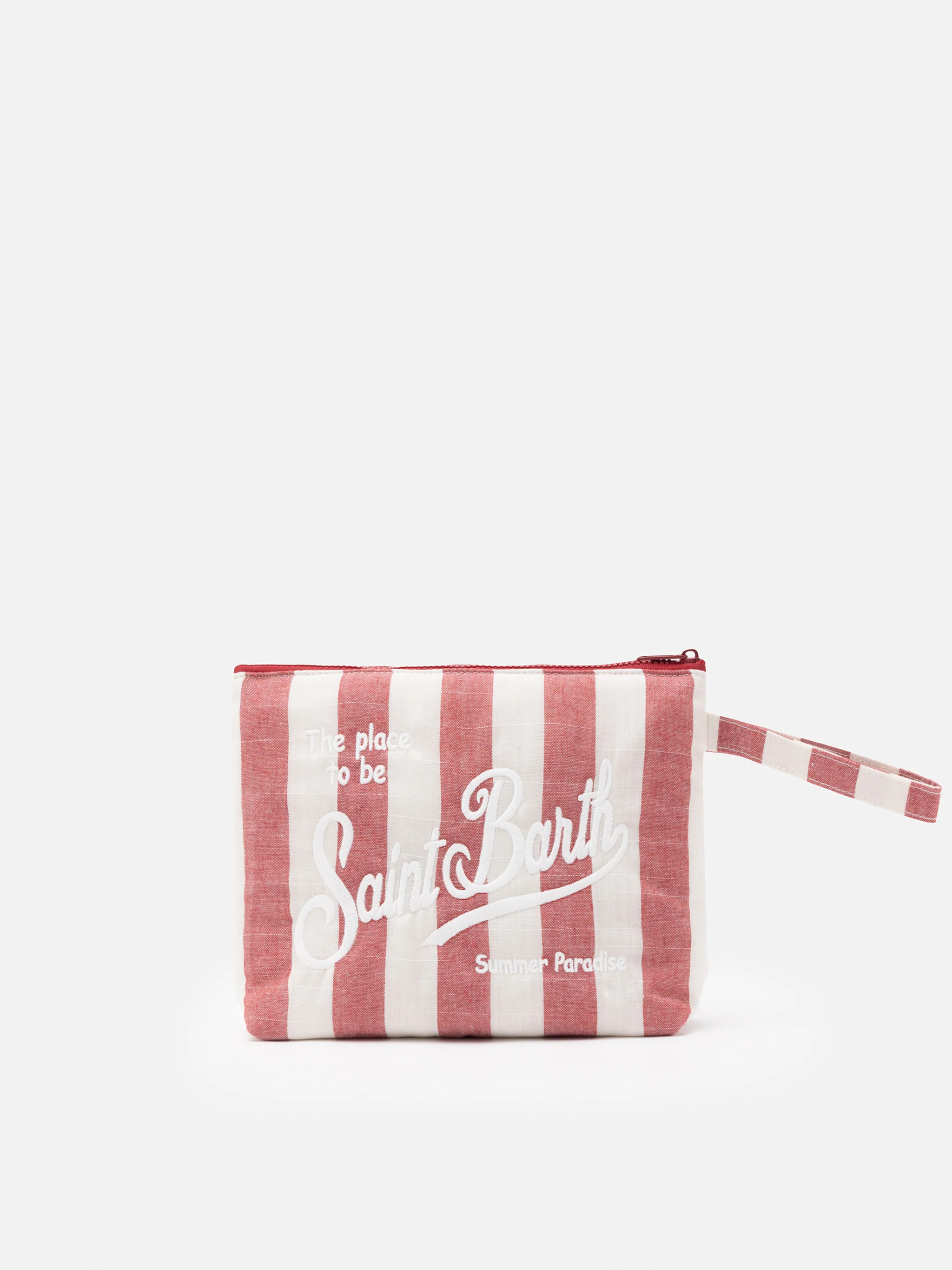 Pochette Aline Soft L en coton et lin à rayures imprimées