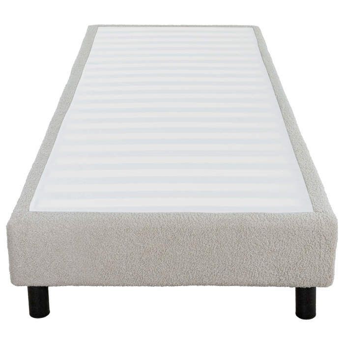 Sommier + jeu de pieds 90x190 Newkit tissu Crème