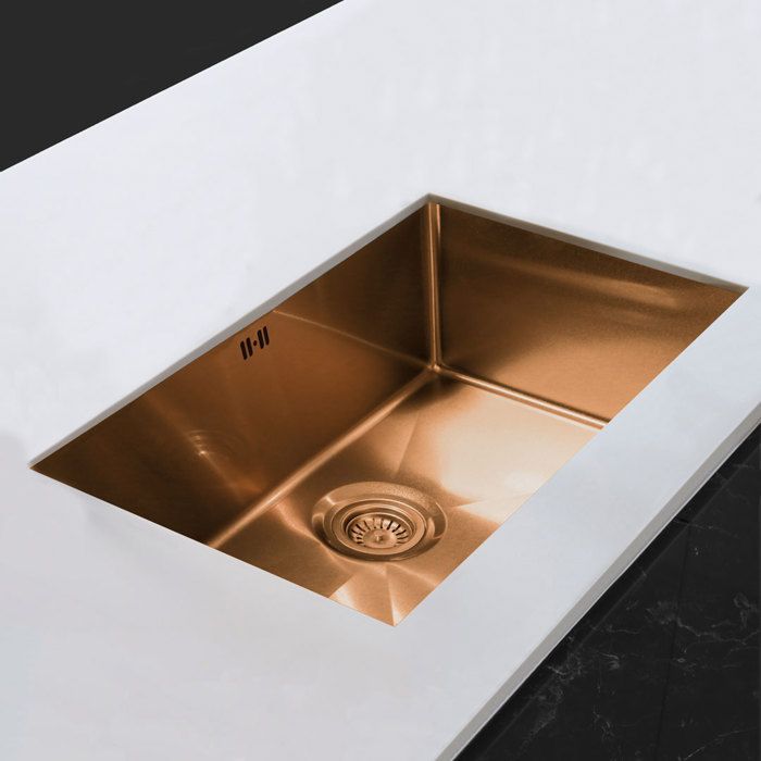 Lavello singolo Luisa in acciaio inox - 76x45 - Rame spazzolato - Essebagno