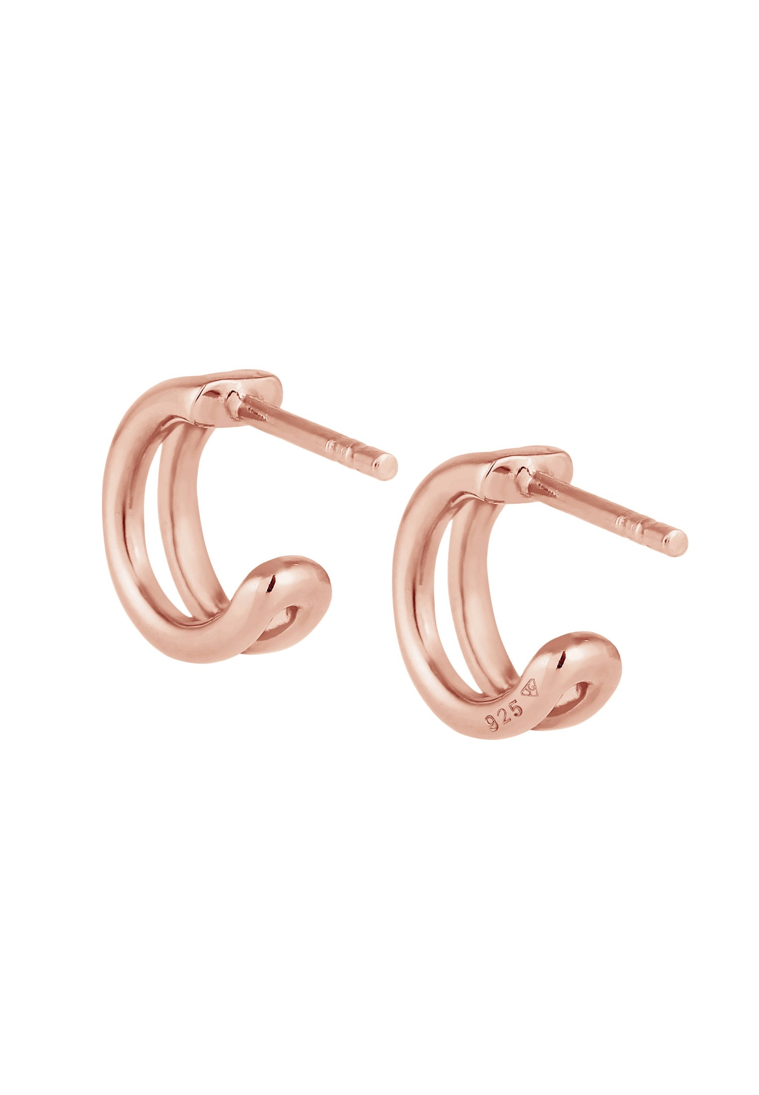 Elli Mesdames Créoles Mini Basic Minimal Tendance en argent sterling 925 plaqué or rose