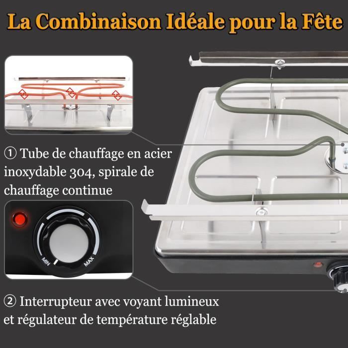 Gril à raclette - LZQ - 1400W - Pour 8 personnes - Plaques antiadhésives - Multifonctionnel
