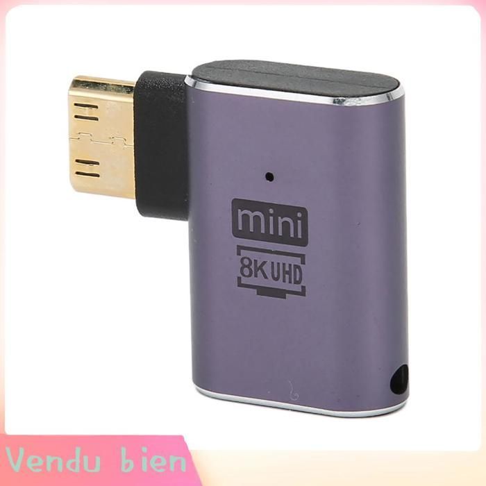 Adaptador Garosa Mini HD a HD, convertidor de indicador LED de ángulo recto 8K para sonido de proyector