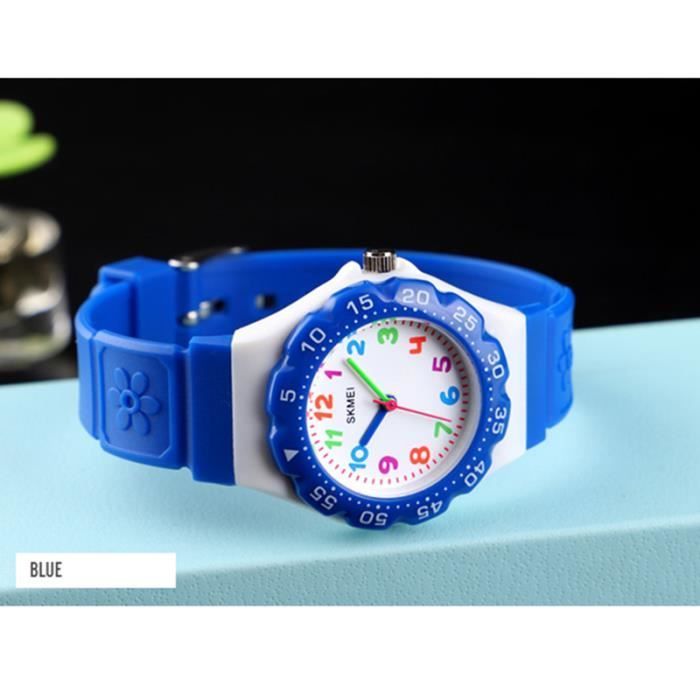SHARPHY Montre enfant Garcon Fille de marque 2019 fleur jolie quartz etanche bleu , Cadeau pour Noel