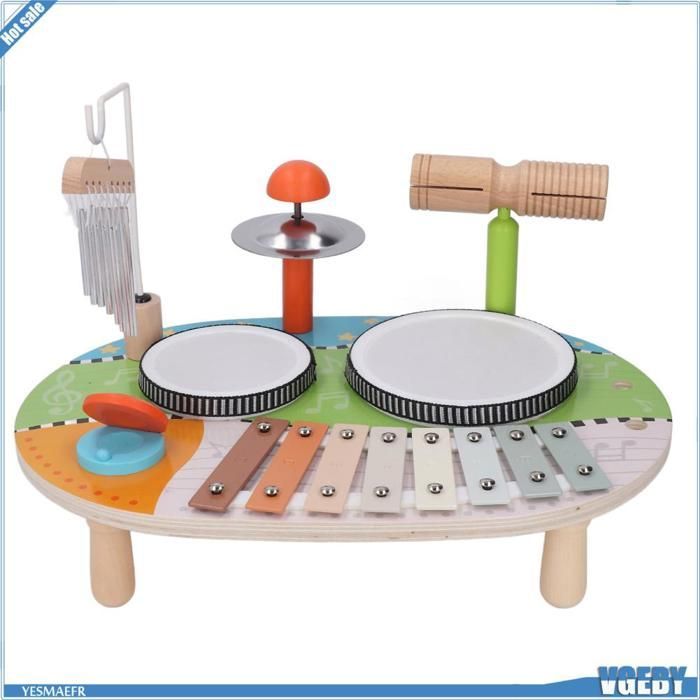 Batería infantil, divertido instrumento musical multifuncional para niños, campanillas de viento, juguete