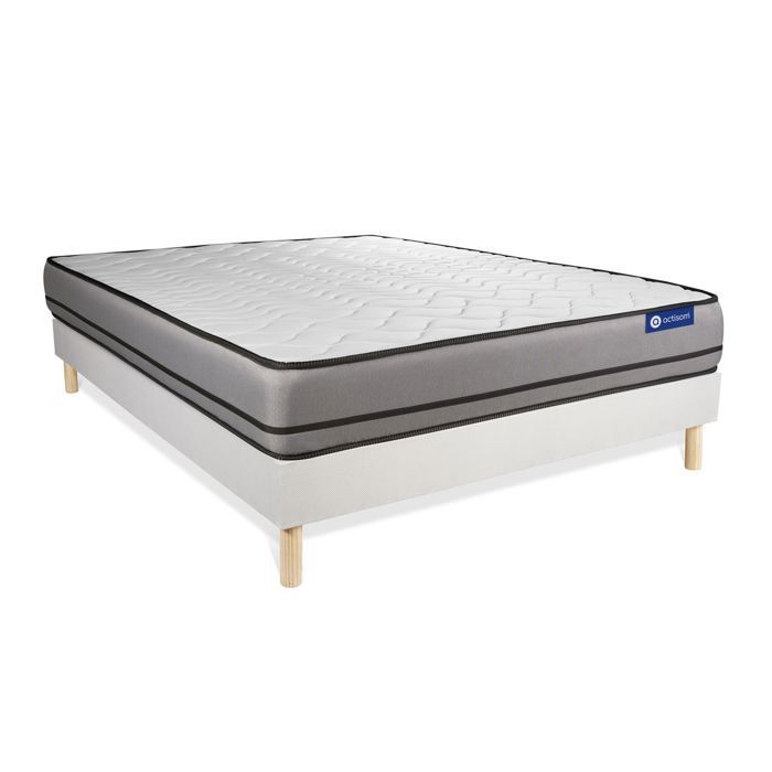Conjunto de colchón y base de cama de 160x200 cm - Base de cama blanca (requiere montaje) - Actilatex Night