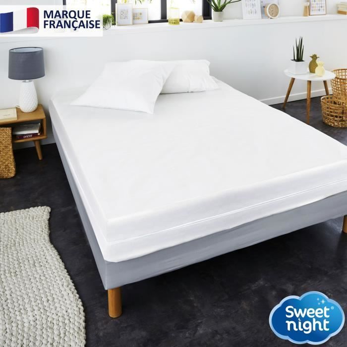 SWEET NIGHT Full Mattress Cover Anti-mite Anti-bed bug - 160 x 200 cm - White