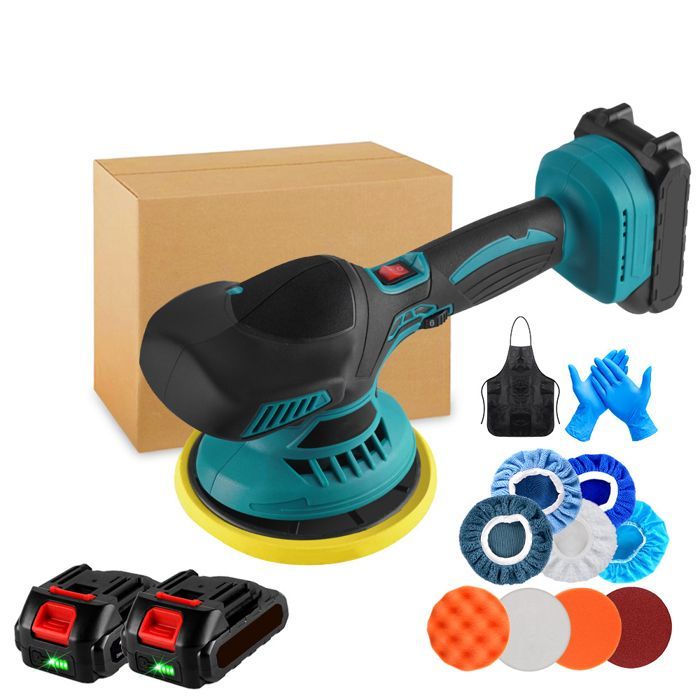 Lucidatrice per auto, lucidatrice per auto senza fili da 21 V, 6 velocità variabili, 2500-7000 giri/min, lucidatrice senza fili da 150 mm, con 2 batterie