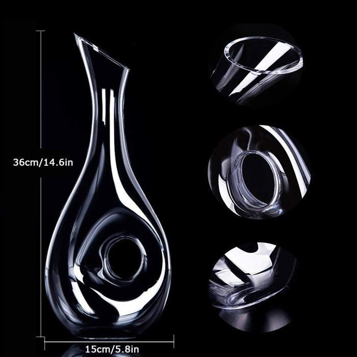 Carafe à vin en verre 1.2L avec coaster, pour vin rouge, cadeau de Noël