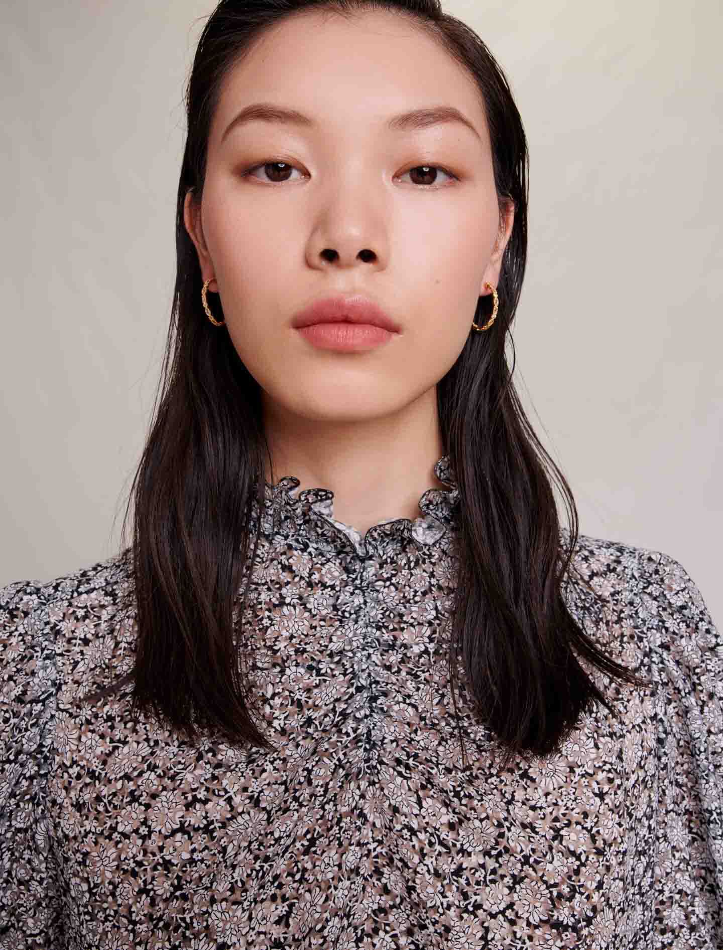 Blouse met bloemenprint - Zwart/Wit