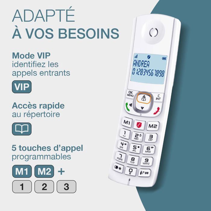 Teléfono inalámbrico DECT - F530 Voice Trio - 3 terminales - Contestador automático de 14 min - Pantalla grande retroiluminada