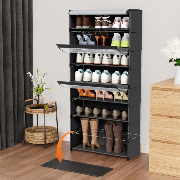 MILIEUVRIENDELIJKE OPBERGKAST - YQINGMAOY - ESTHETISCH - GROTE CAPACITEIT - 64*30*139 CM - ZWART