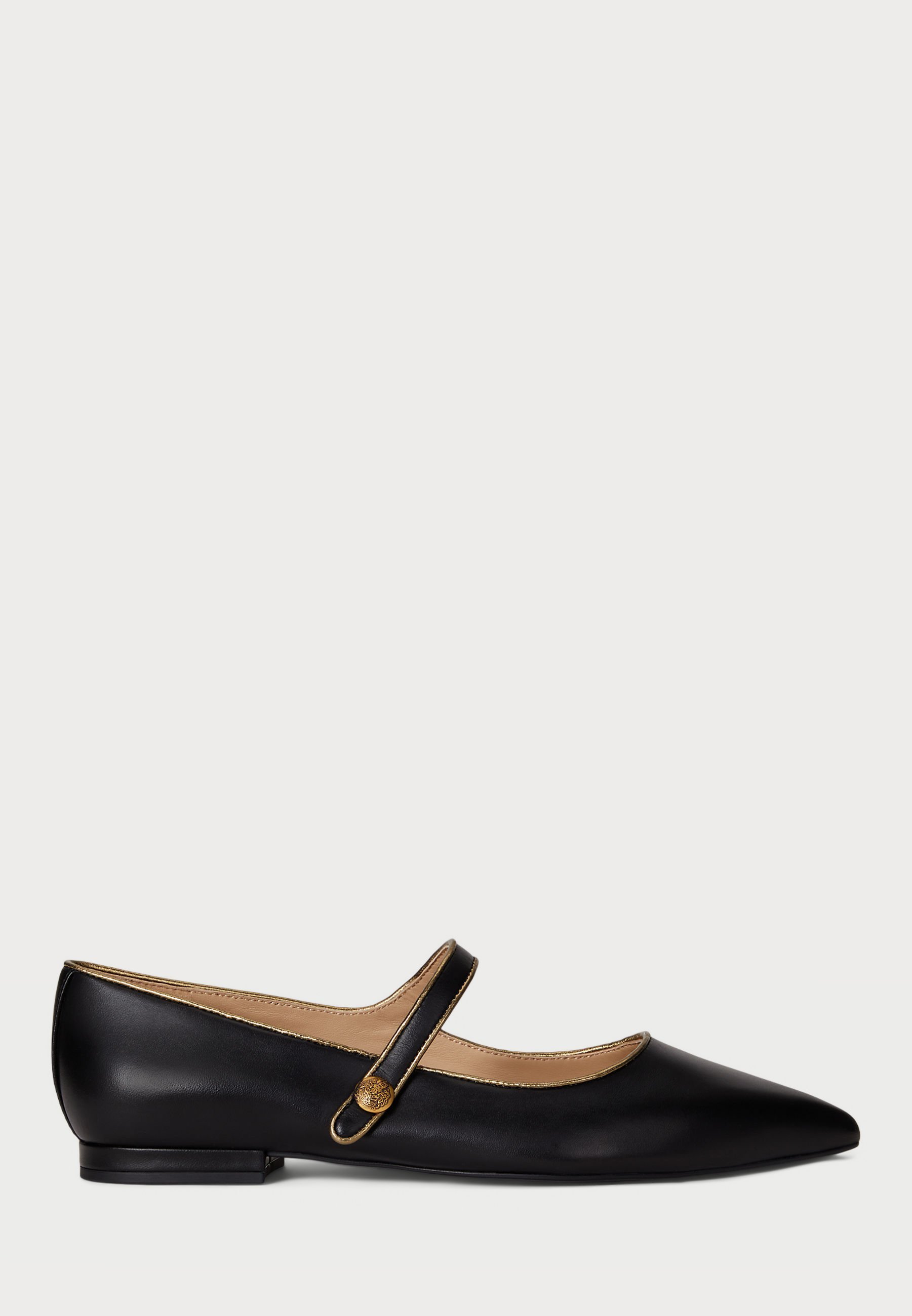 Lauren Ralph Lauren LONDYN TWO-TONE LEATHER MARY JANE - Ballerina pumps - zwart/antiek goud