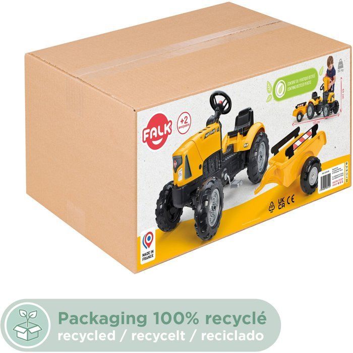 Tracteur à pédales FALK SuperBuilder - capot ouvrant et remorque - pour enfants de 2 à 5 ans