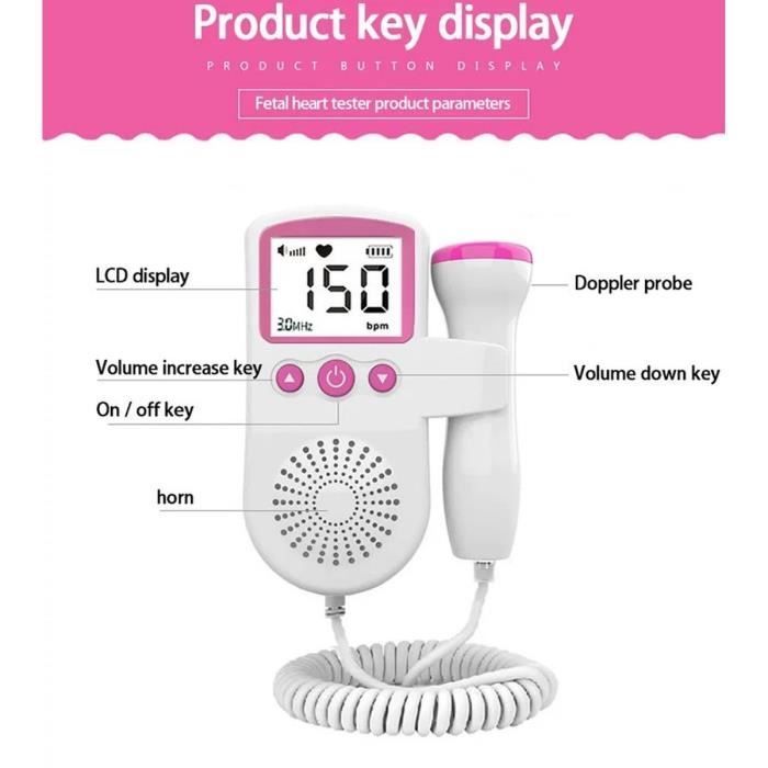 Fetal Doppler - 3.0 MHz Doppler - New Version - Pink